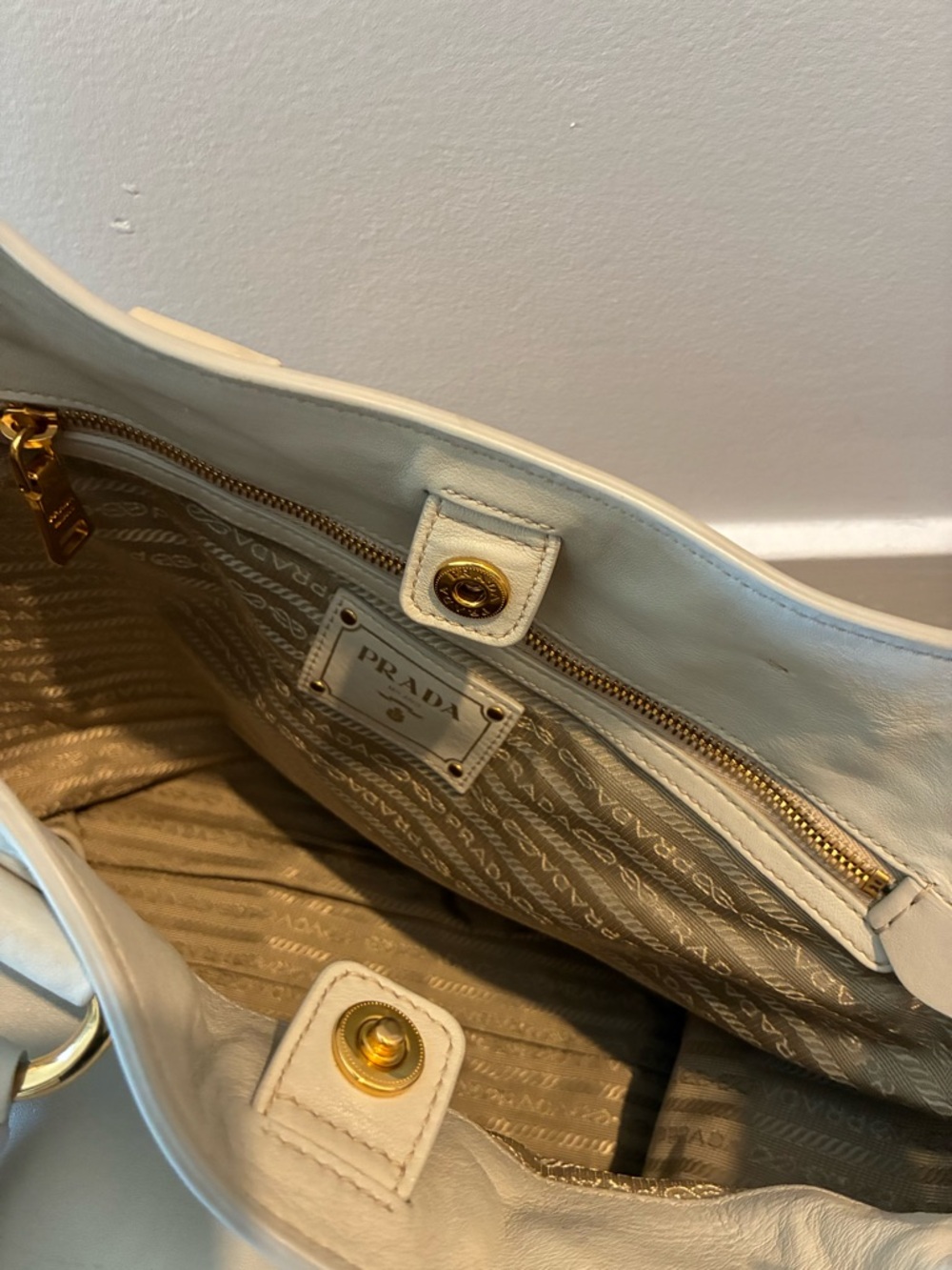 Prada Cream Leather Tote - Picture 3 of 11